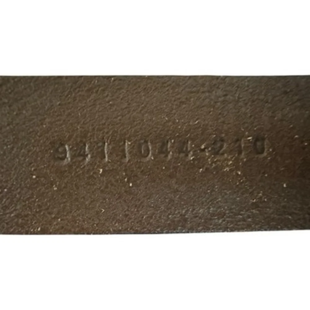 Lauren Ralph Lauren Brown Leather Woven Embossed Belt Brass Buckle Size 38 VG